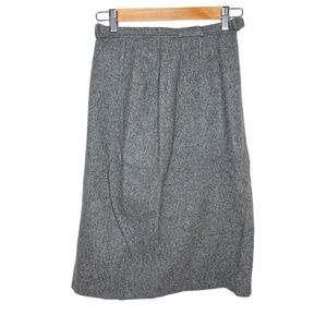 Vintage Gray Wool Skirt with Belt